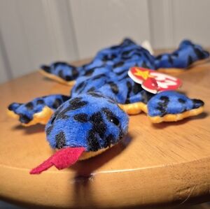 Vintage 1995 Lizz The Lizard Ty Beanie Baby Orange Blue And Black 30 Years Old